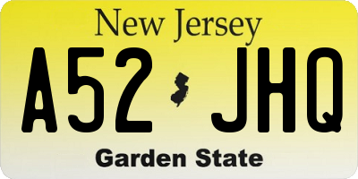 NJ license plate A52JHQ