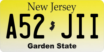 NJ license plate A52JII