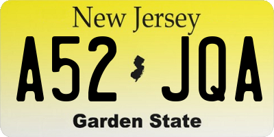 NJ license plate A52JQA
