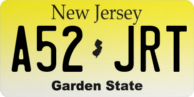 NJ license plate A52JRT