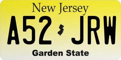 NJ license plate A52JRW