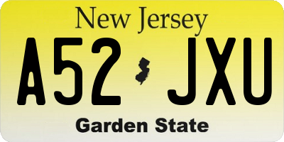 NJ license plate A52JXU