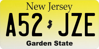 NJ license plate A52JZE