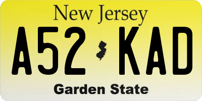NJ license plate A52KAD