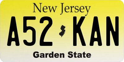 NJ license plate A52KAN