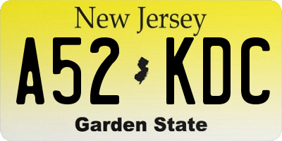 NJ license plate A52KDC