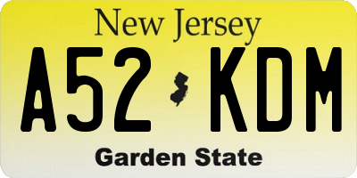 NJ license plate A52KDM