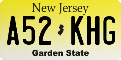 NJ license plate A52KHG