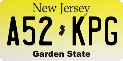 NJ license plate A52KPG