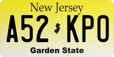 NJ license plate A52KPO