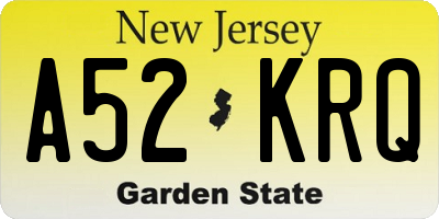 NJ license plate A52KRQ