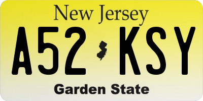 NJ license plate A52KSY