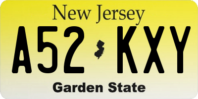 NJ license plate A52KXY
