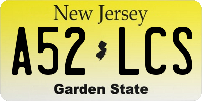NJ license plate A52LCS