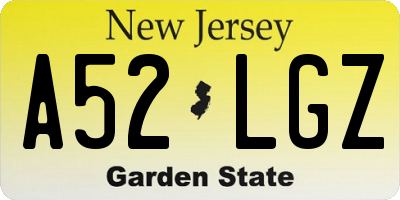 NJ license plate A52LGZ