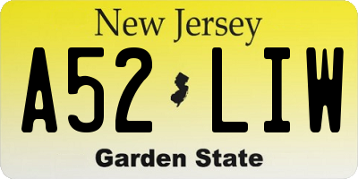 NJ license plate A52LIW