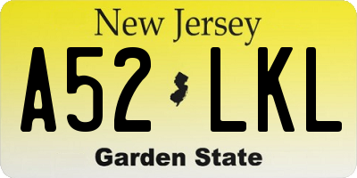 NJ license plate A52LKL