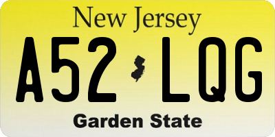 NJ license plate A52LQG