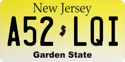 NJ license plate A52LQI