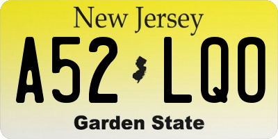 NJ license plate A52LQO