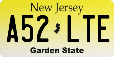 NJ license plate A52LTE