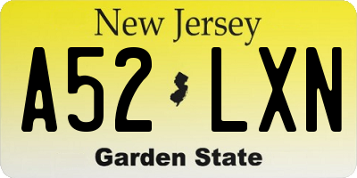 NJ license plate A52LXN