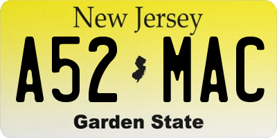 NJ license plate A52MAC