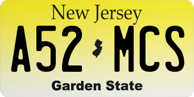 NJ license plate A52MCS