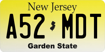 NJ license plate A52MDT