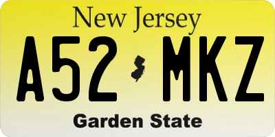 NJ license plate A52MKZ