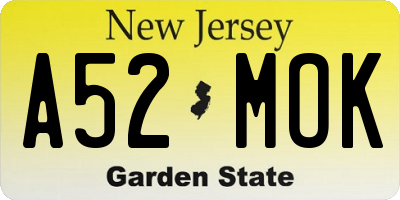 NJ license plate A52MOK