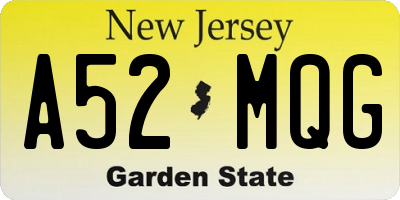 NJ license plate A52MQG