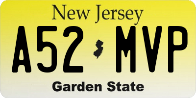 NJ license plate A52MVP