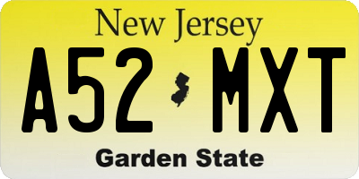 NJ license plate A52MXT