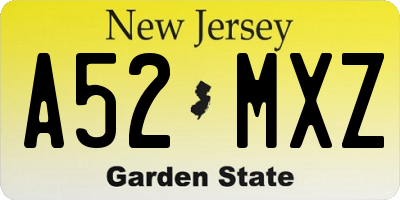 NJ license plate A52MXZ