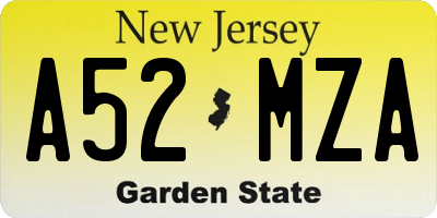 NJ license plate A52MZA
