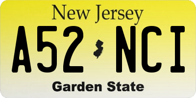 NJ license plate A52NCI
