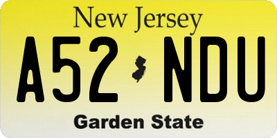 NJ license plate A52NDU