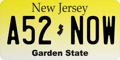 NJ license plate A52NOW
