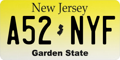 NJ license plate A52NYF