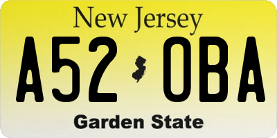 NJ license plate A52OBA