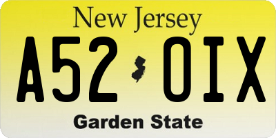 NJ license plate A52OIX