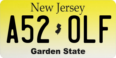 NJ license plate A52OLF