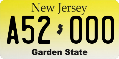 NJ license plate A52OOO