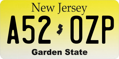 NJ license plate A52OZP
