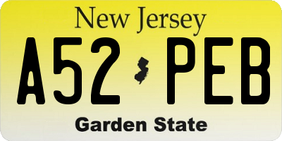 NJ license plate A52PEB