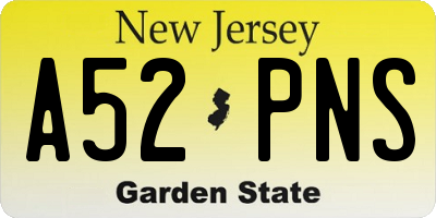 NJ license plate A52PNS