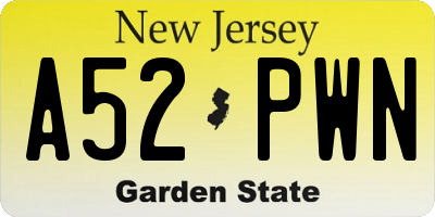 NJ license plate A52PWN