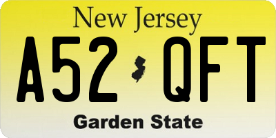 NJ license plate A52QFT