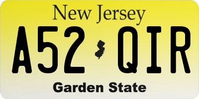 NJ license plate A52QIR